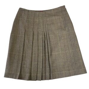 Anne Klein Vintage Wool Blend Plaid Pleated Houndstooth Midi Skirt Size 2P